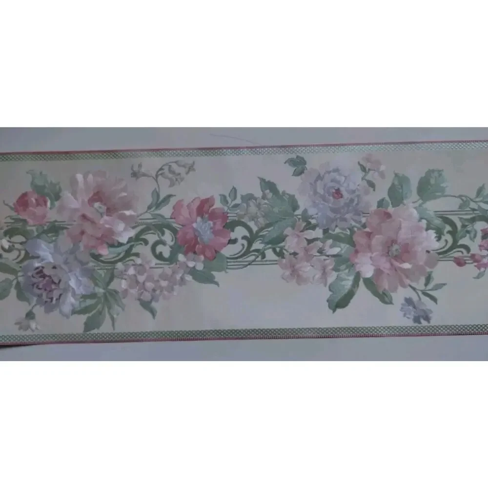 Pre-pasted Decorative Wall Border - Floral - Textured - Shimmery - 5 yds